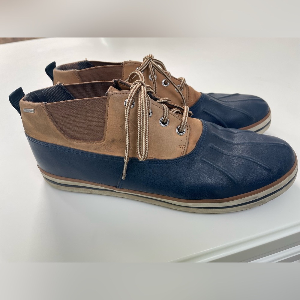 Sperry Top-Sider “Fowl Weather” Chukka Duck Boots Men’s 11 Tan & Navy Blue